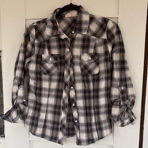 Mudd Black and White Plaid Shirt